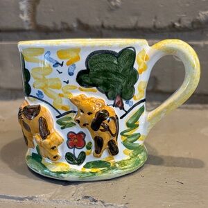 VTG Ann Marie Mace 3D Handcrafted Ceramic Old Macdonald Mug Signed & Dated April